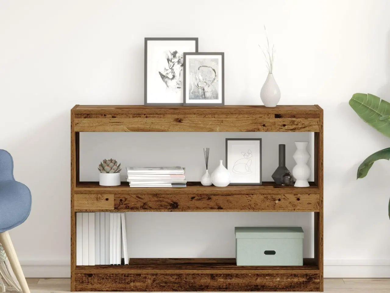 Billede 1 - Bogreol Gammelt træ 100 x 30 x 72 cm Konstrueret træ