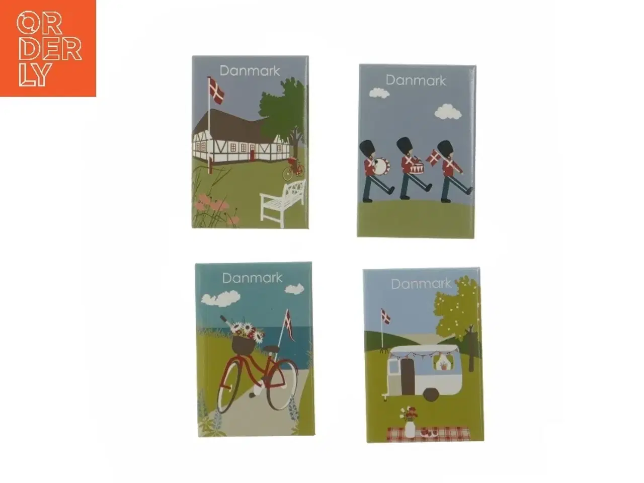 Billede 1 - Sæt af 4 Danmark magneter (str. 8x5,5 cm)