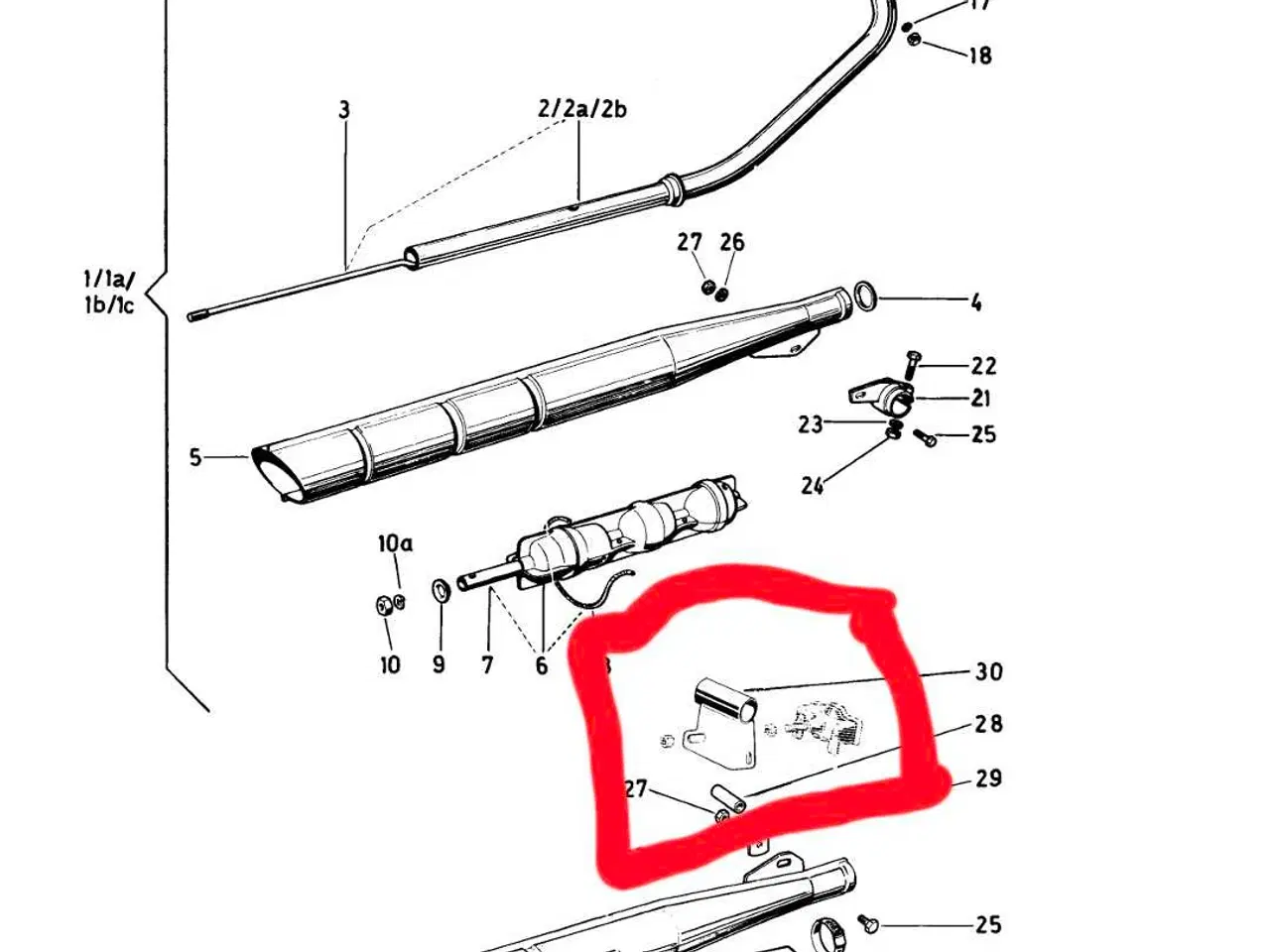 Billede 4 -  Puch MS 50. Ophæng til brenselyskontakt