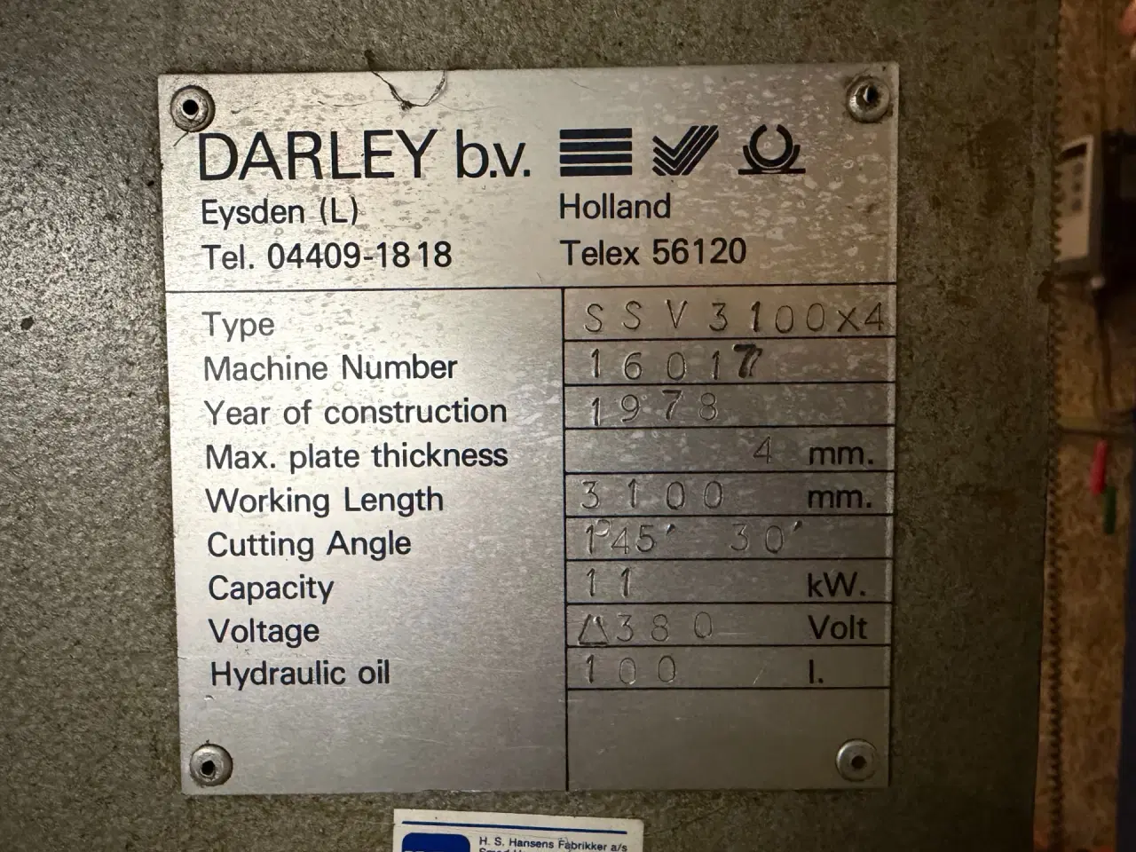 Billede 9 - Maskinsaks 3100 x 4 mm. Darley.