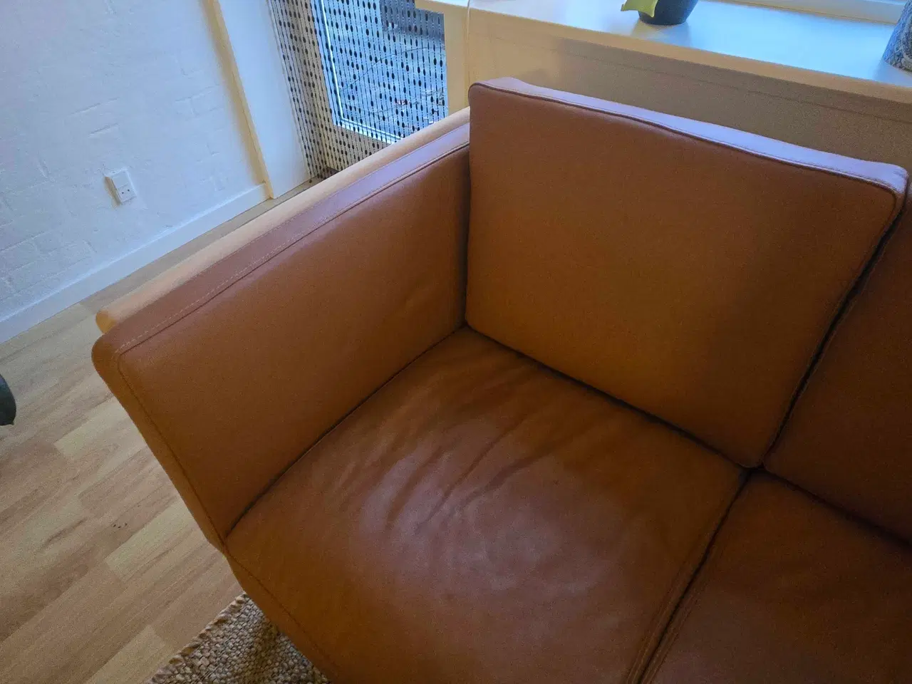 Billede 6 - 2 og 3 personers Cognac lædersofa 