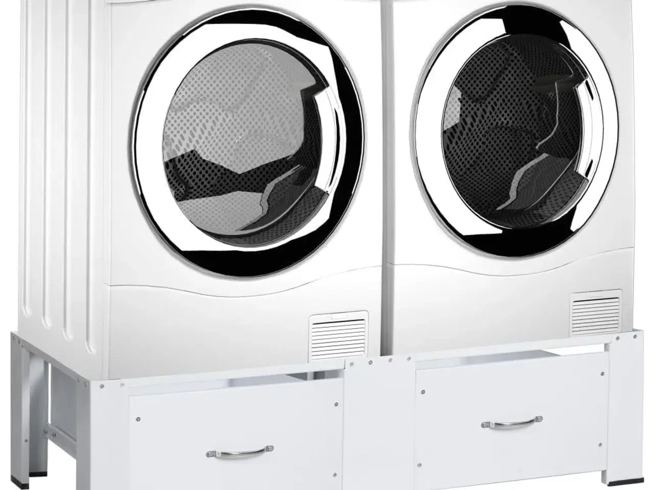 Billede 2 - Dobbelt sokkel m. skuffer til vaskemaskine og tørretumbler hvid