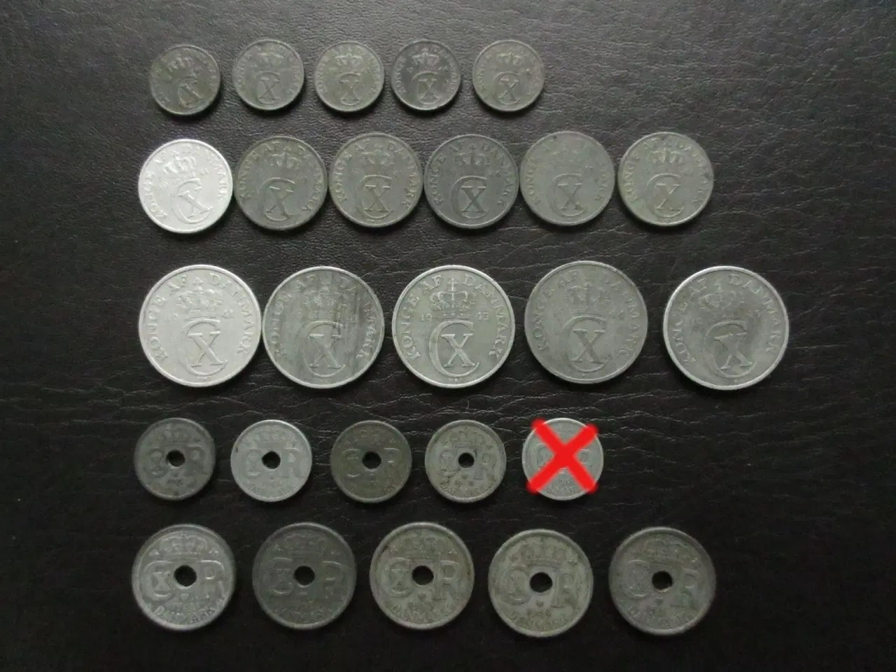 Billede 1 - 1-2-5-10-25 ører zink komplette sæt 1941-1947