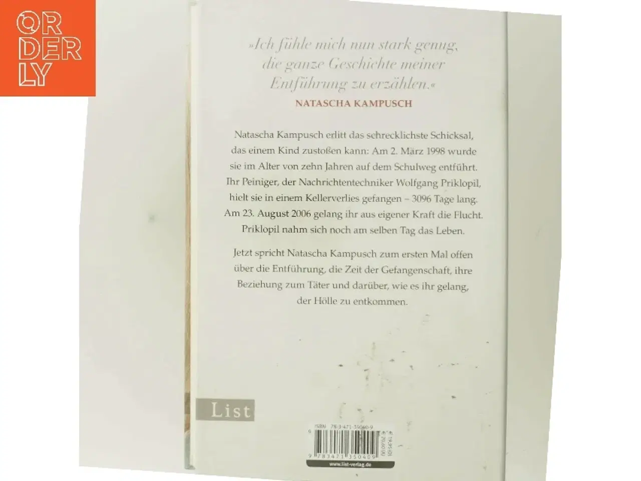 Billede 3 - 3096 Tage af Natascha Kampusch (Bog)