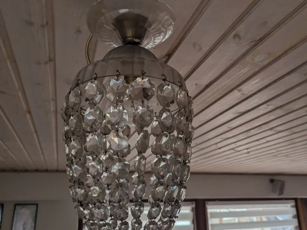 Billede 2 - Rigtig flot gammel Prisme Loftslampe. Pære E14