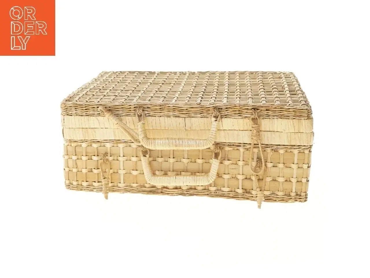 Billede 1 - Flettet picnic kurv med låg (str. 41x31x16 cm)