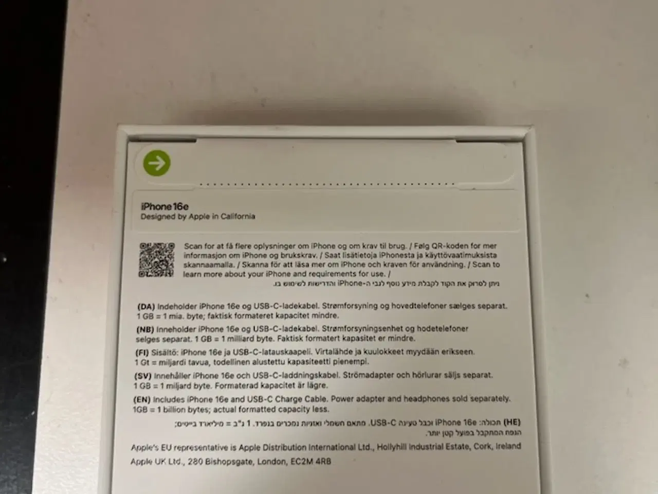 Billede 2 - IPHONE 16E, uåbnet. Kvittering medfølger