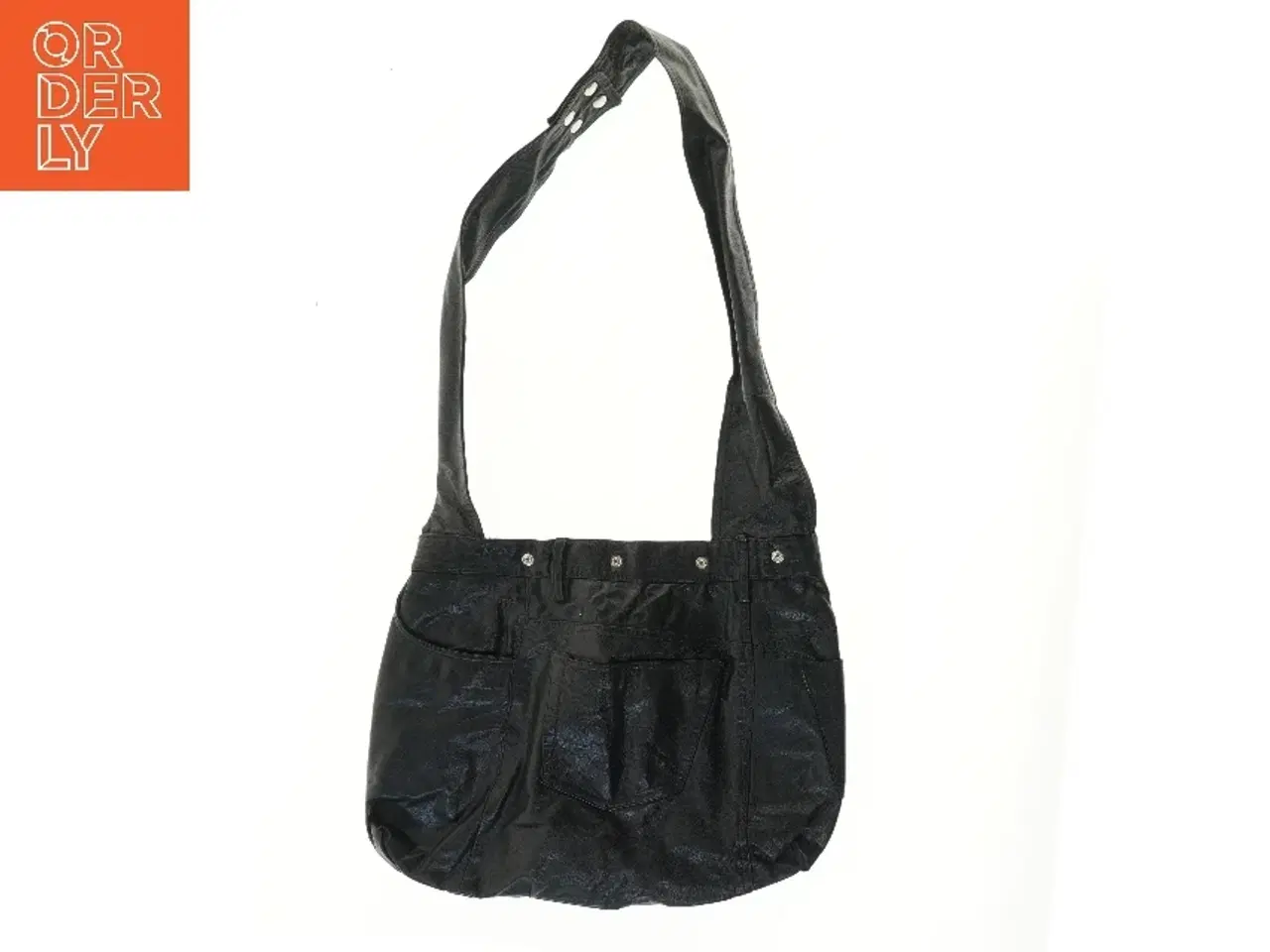 Billede 3 - Sort skuldertaske i kunstlæder (str. 37x49 cm)