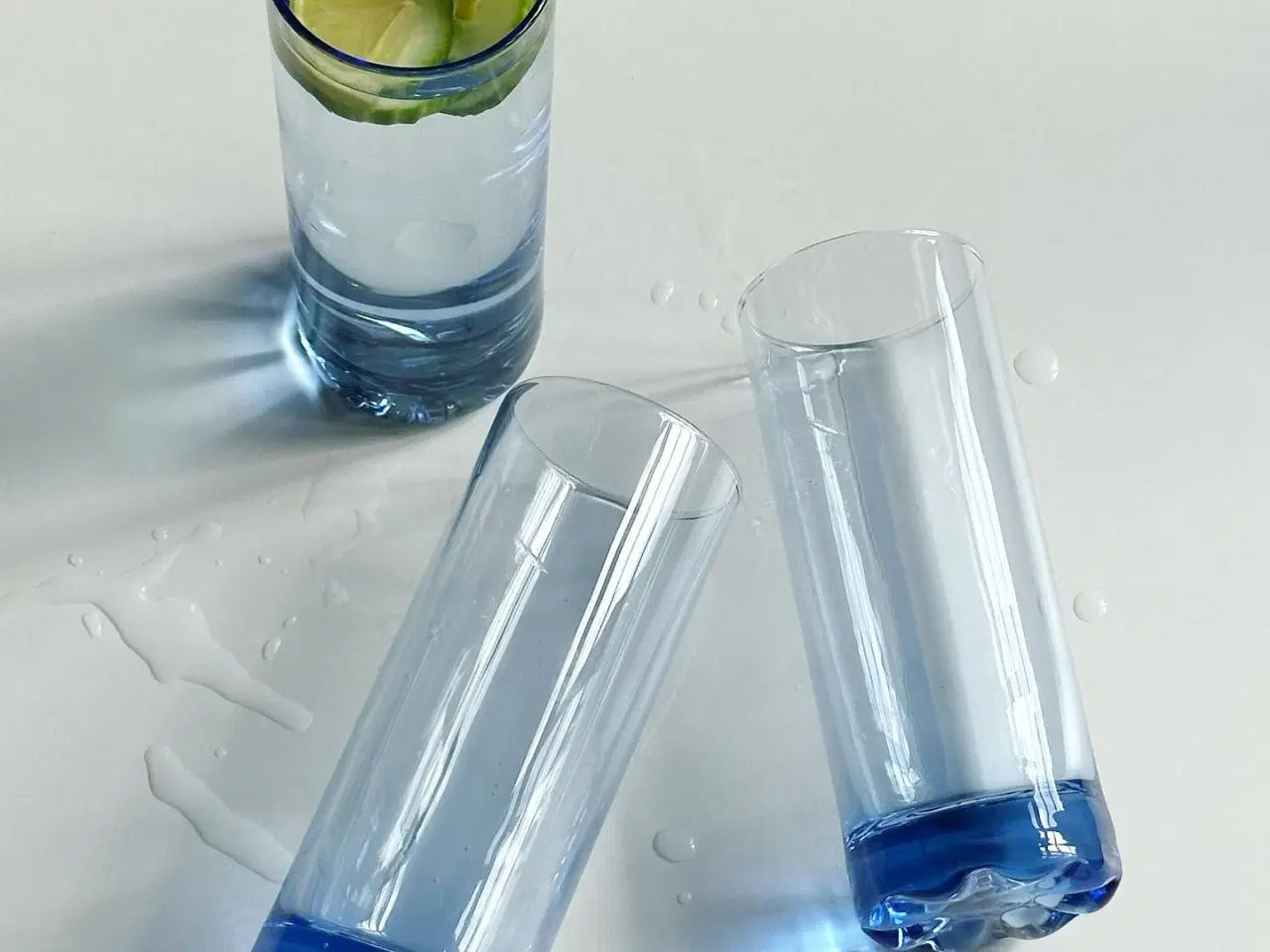 Billede 2 - Blå highball glas, 3 stk samlet