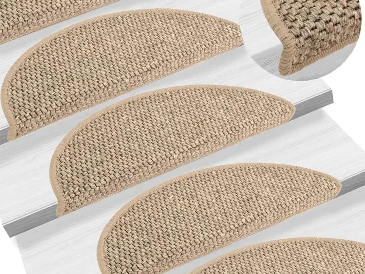 Billede 1 - Selvklæbende trappemåtter 15 stk. 56x17x3 cm sisal-look beige