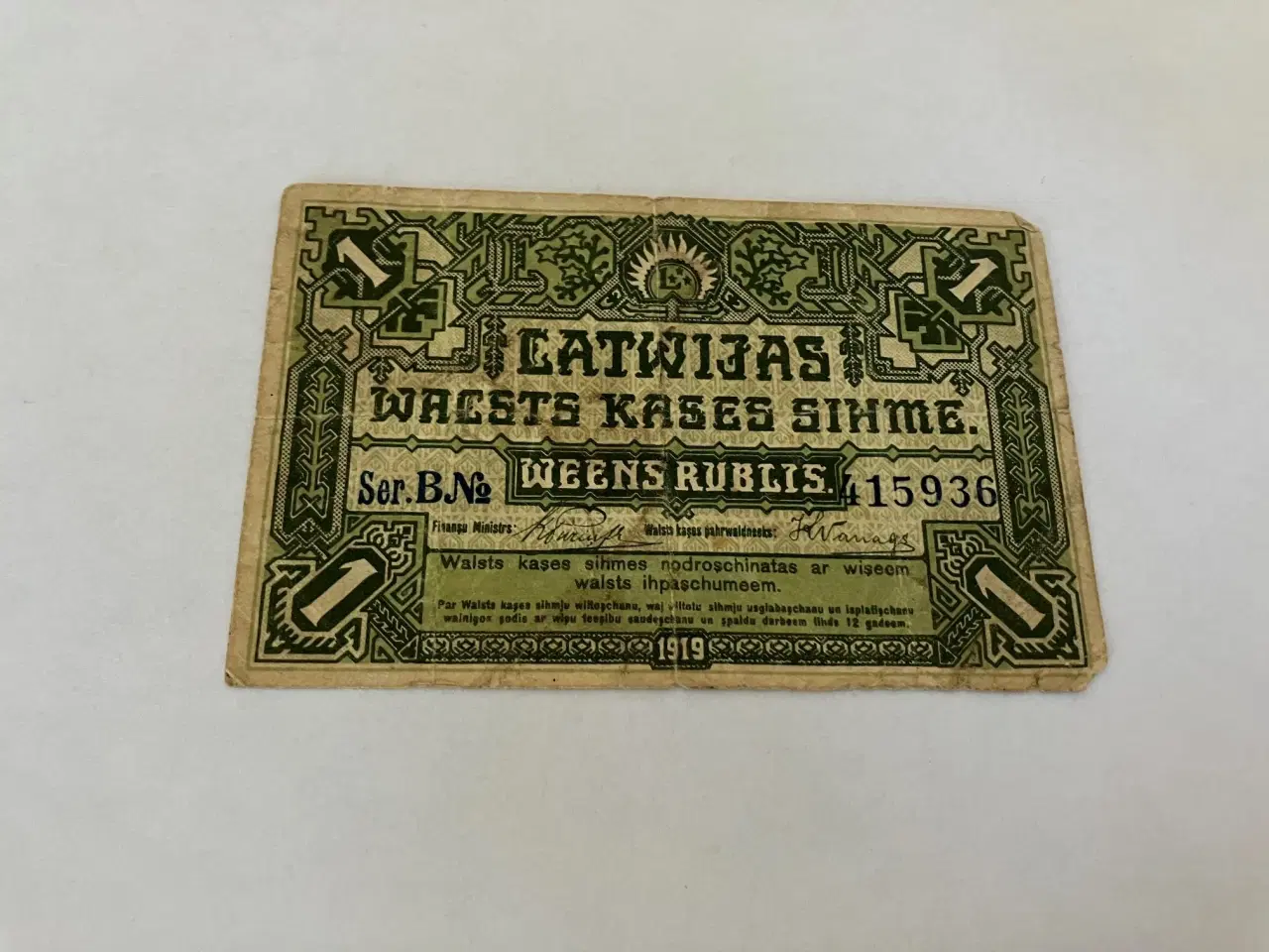 Billede 2 - 1 Rublis Latvia 1919 - Slidt