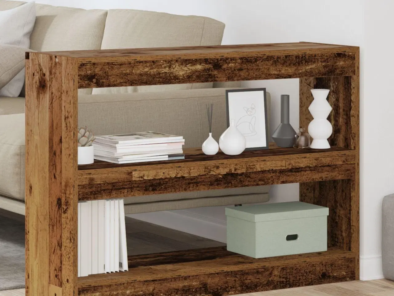 Billede 4 - Bogreol Gammelt træ 100 x 30 x 72 cm Konstrueret træ