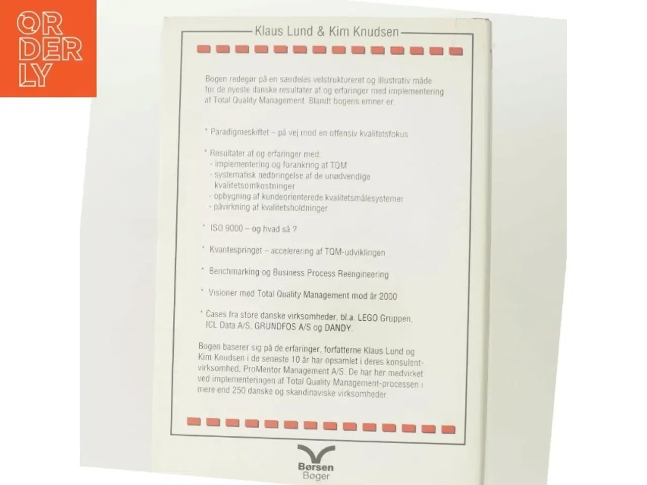 Billede 3 - TQM TOTAL QUALITY MANAGEMENT af Klaus Lund (Bog)