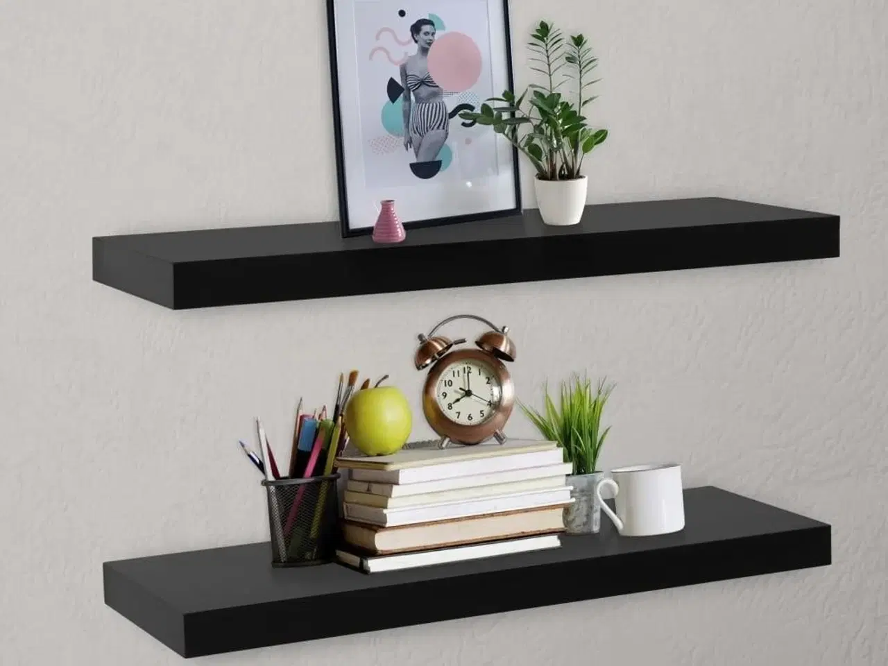 Billede 1 - Væghylder 2 stk. 80x20x3,8 cm sort