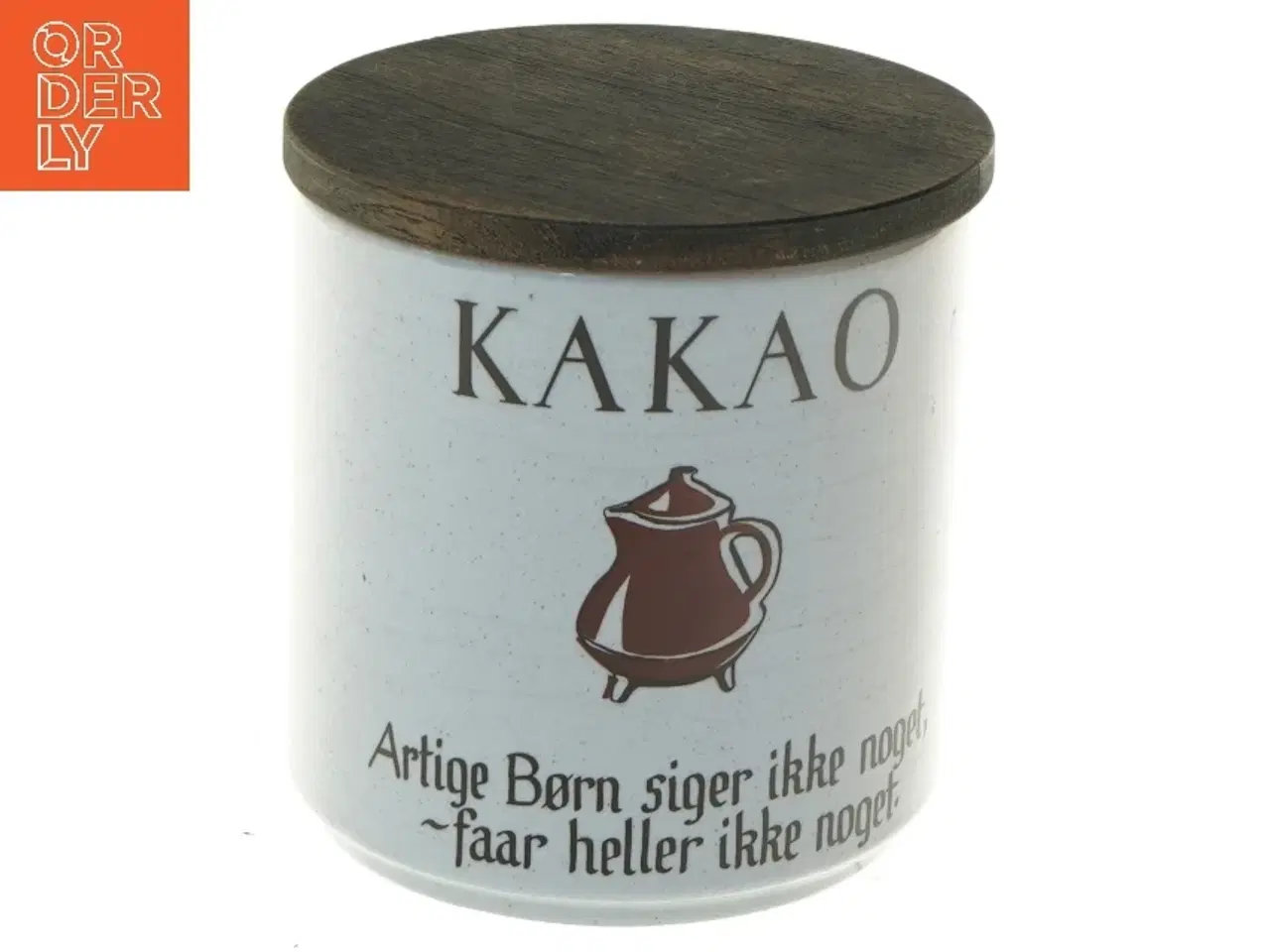 Billede 1 - Kakao krukke med trælåg fra Knabstrup (str. 12,5 cm)