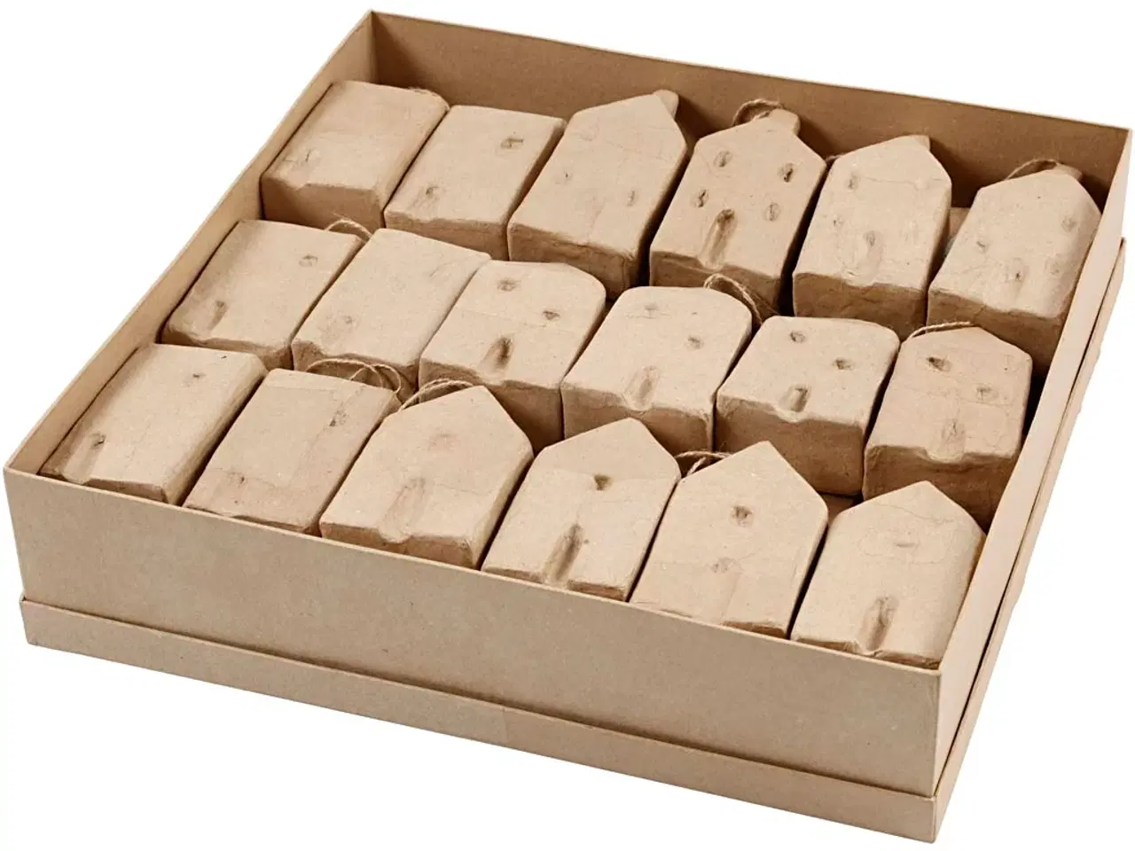 Billede 1 - Huse, H: 9,5-12 cm, L: 5,5-6,5 cm, B: 3 cm, 4x9stk./ 1 pk.