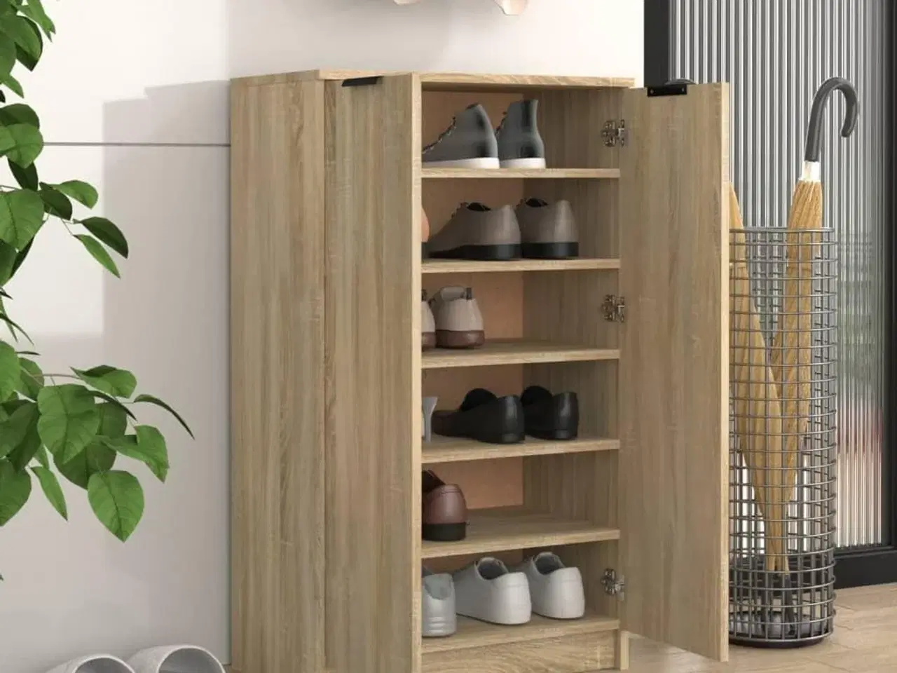 Billede 3 - Skoskab 59x35x100,5 cm konstrueret træ sonoma-eg