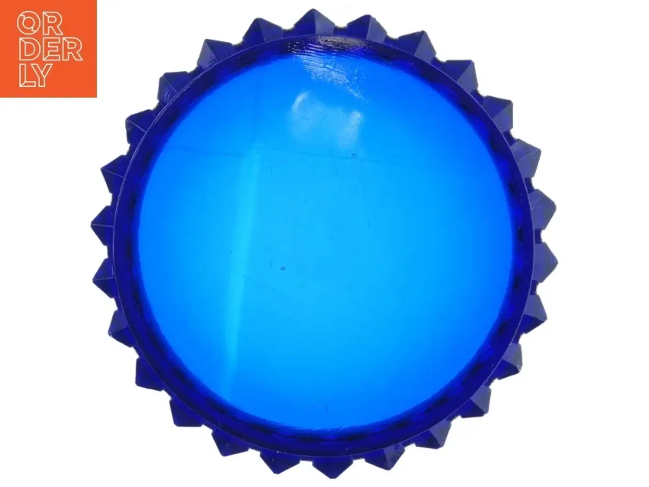 Billede 4 - Blåt glasfad monteret med hamret metal (str. Ø 20 cm)