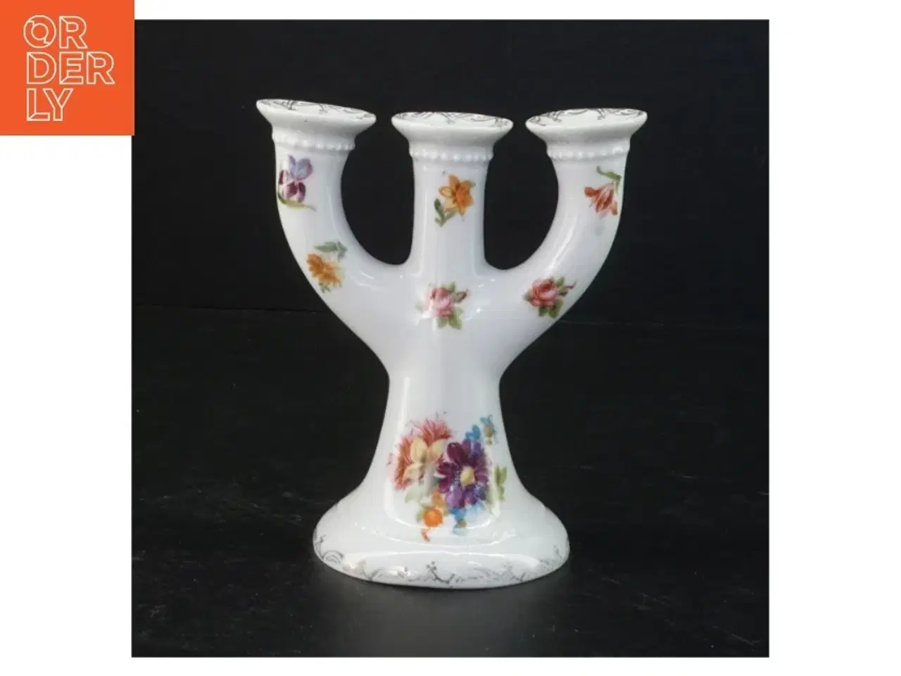 Billede 1 - Porcelænstage til tre lys (str. 13,5 x 12 x 8 cm)