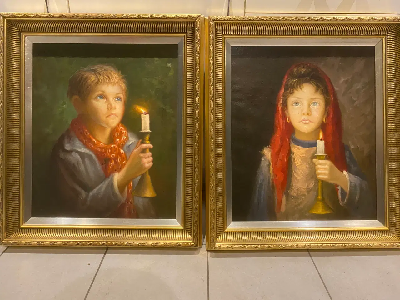 Billede 1 - Flotte gamle malerier af grædende børn sælges.