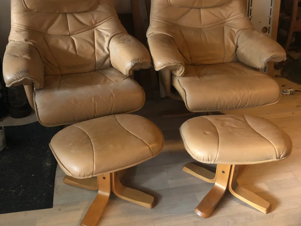 Billede 1 - Læer lænestol 2 styk