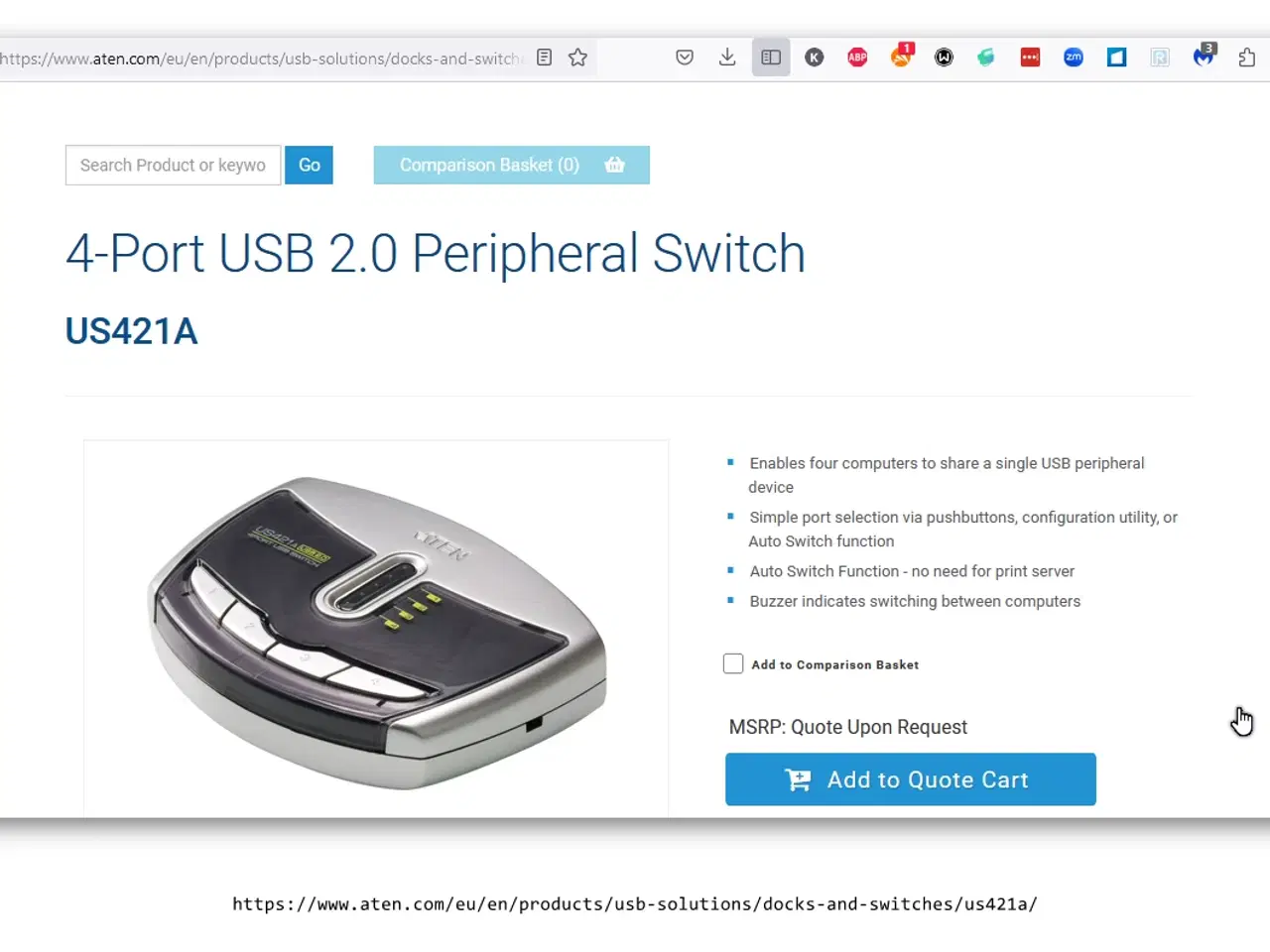 Billede 7 - ATEN 4-Port USB 2.0 Peripheral Switch - US421A    