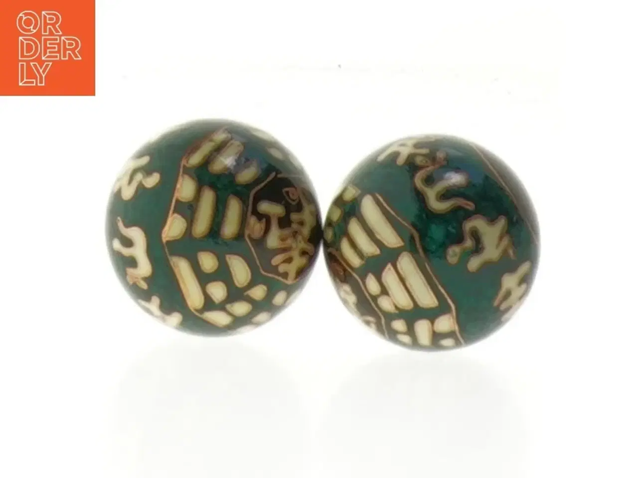 Billede 5 - Cloisonné kugler med broderet æske (str. 10,5 cm)