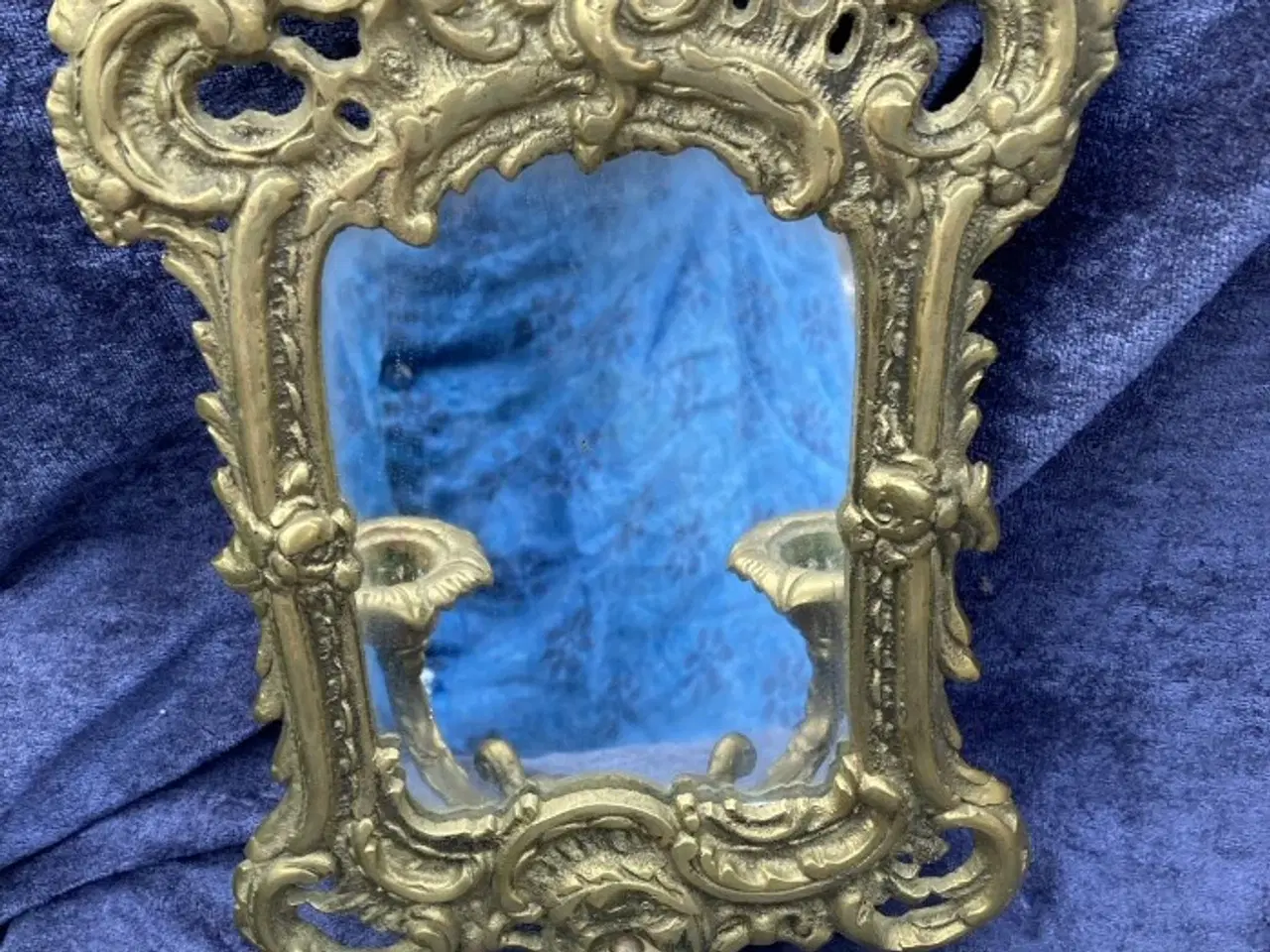 Billede 2 - Spejl messing med to stager