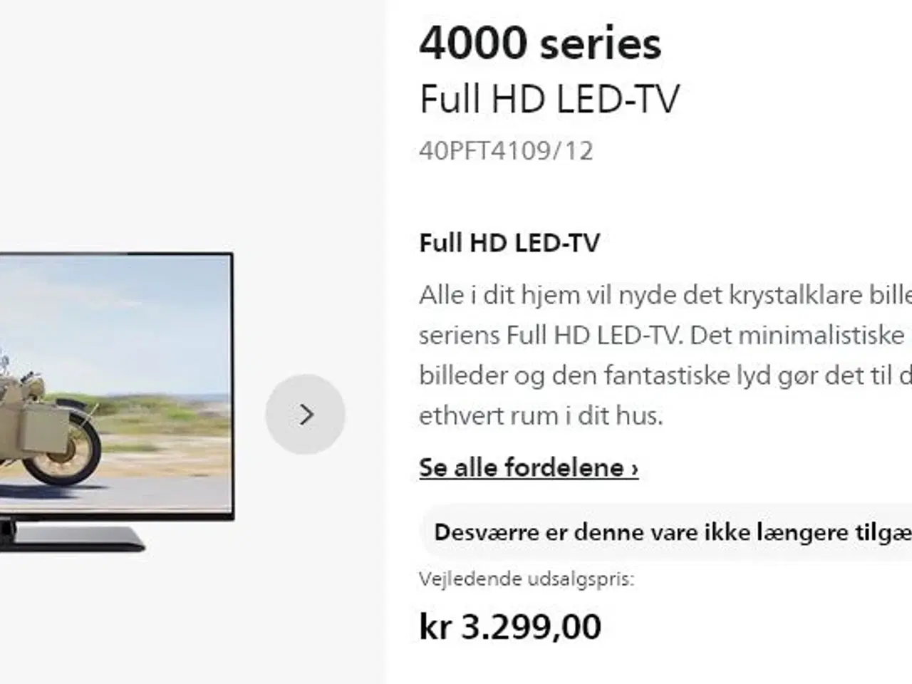 Billede 3 - PHILIPS TV, 40PFT4009/12 Full HD LED-TV