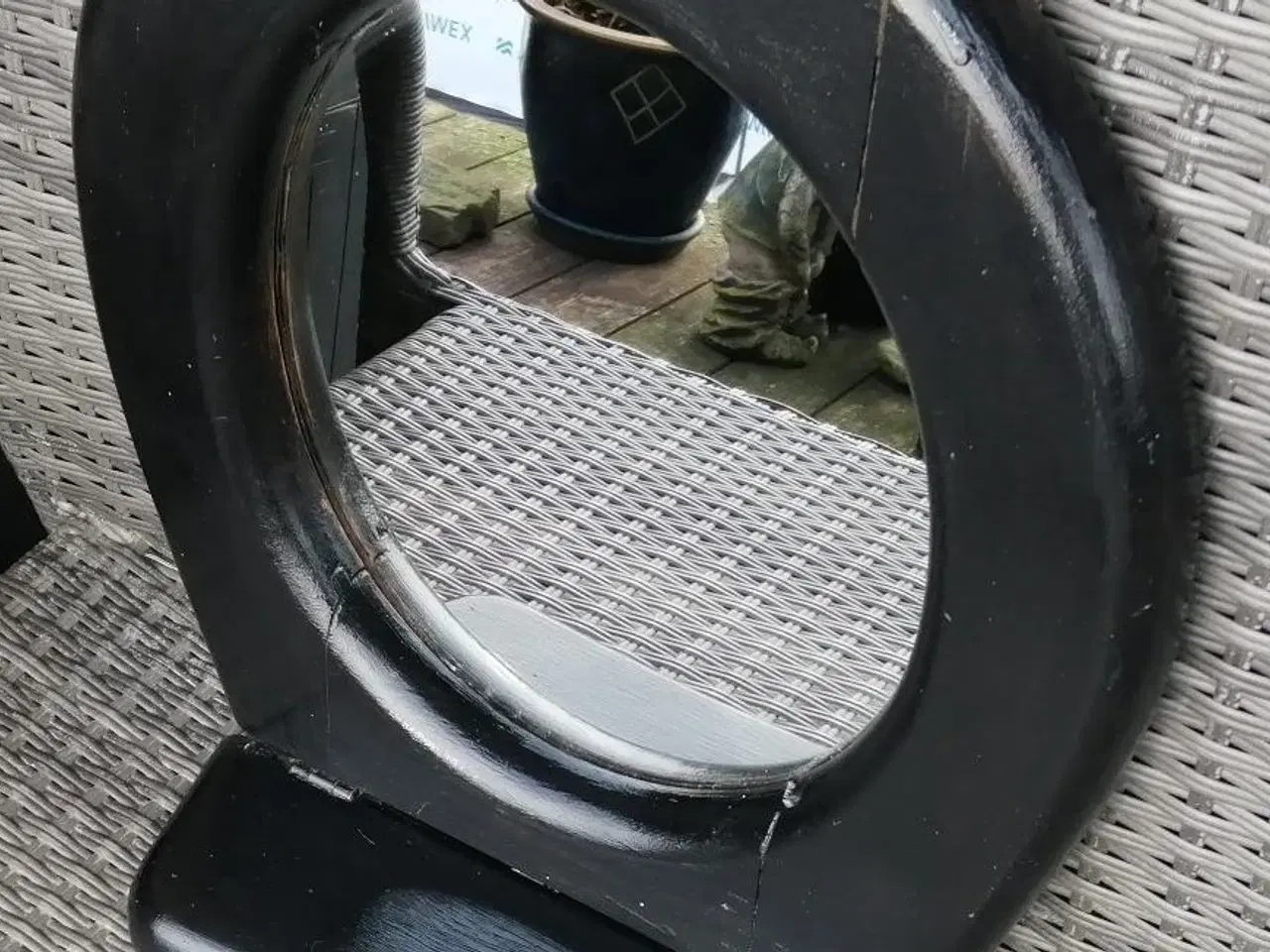 Billede 1 - GAMMELT TOILETSÆDE SPEJL M/HYLDE, 40X45 CM