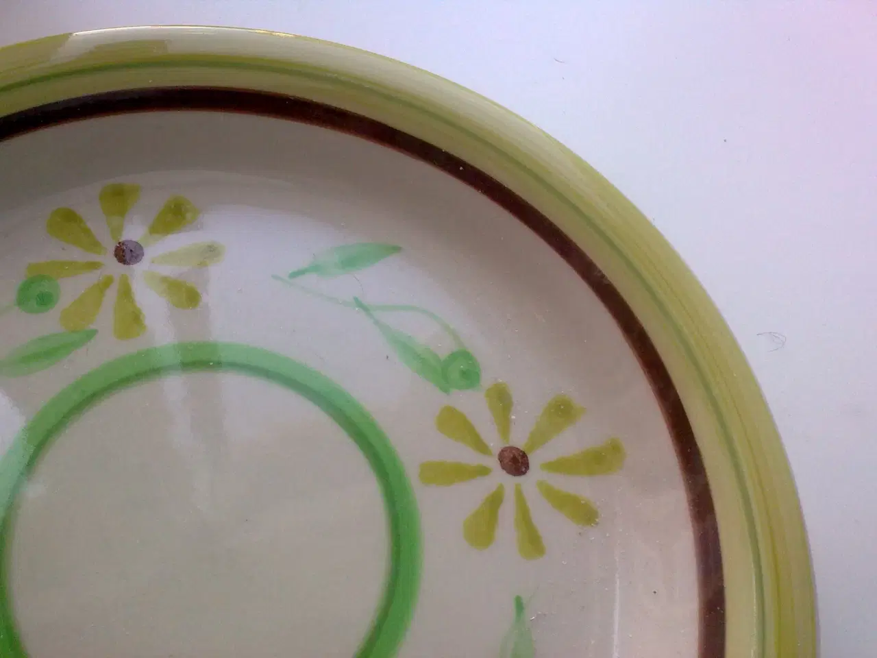 Billede 3 - Keramik håndmalet fad tallerken 3 stk. grøn tema