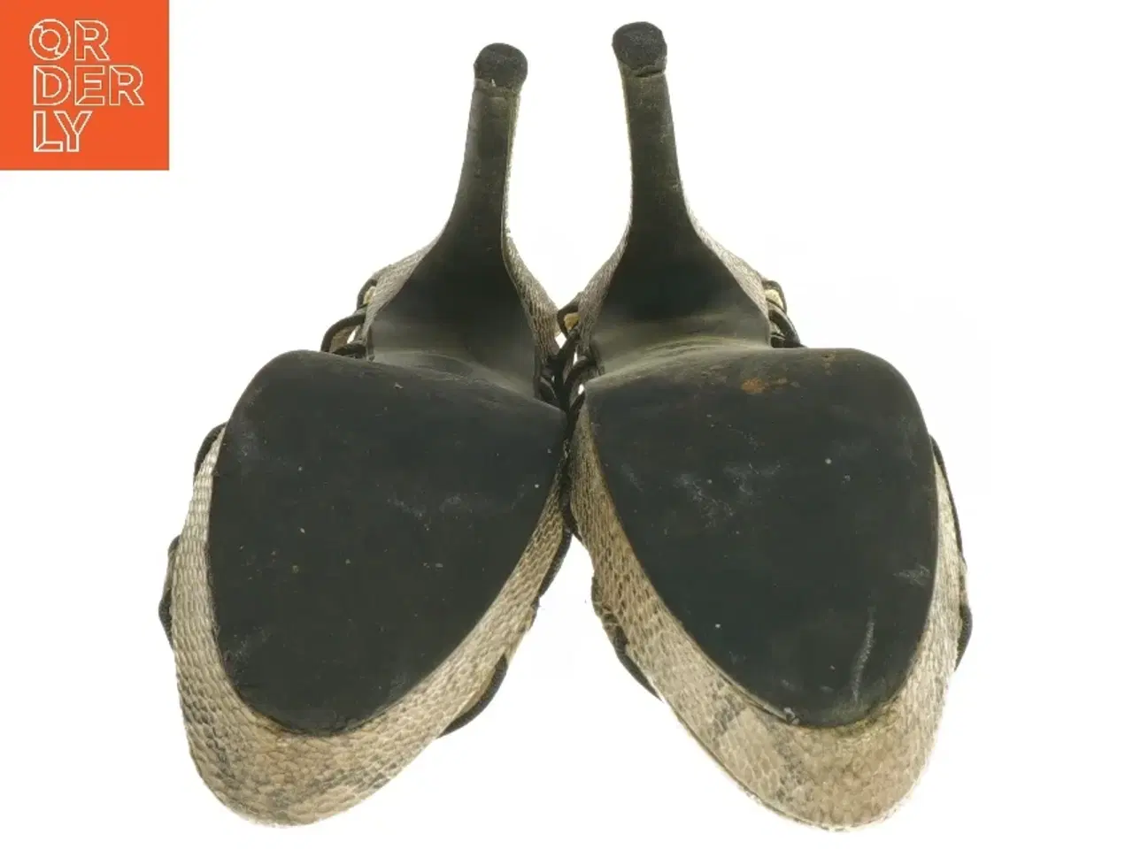 Billede 3 - Højhælede slangeskindssandaler (str. 37 )