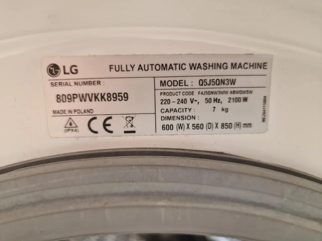 Billede 4 - LG 7KG Vaskemaskine