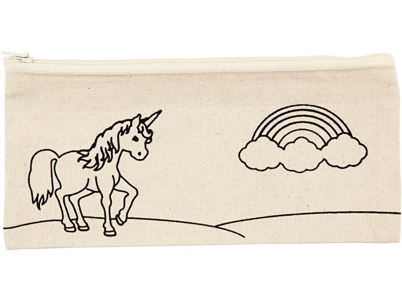 Billede 1 - Farverigt Penalhus med Enhjørning - 21x9 cm, 100% bomuld