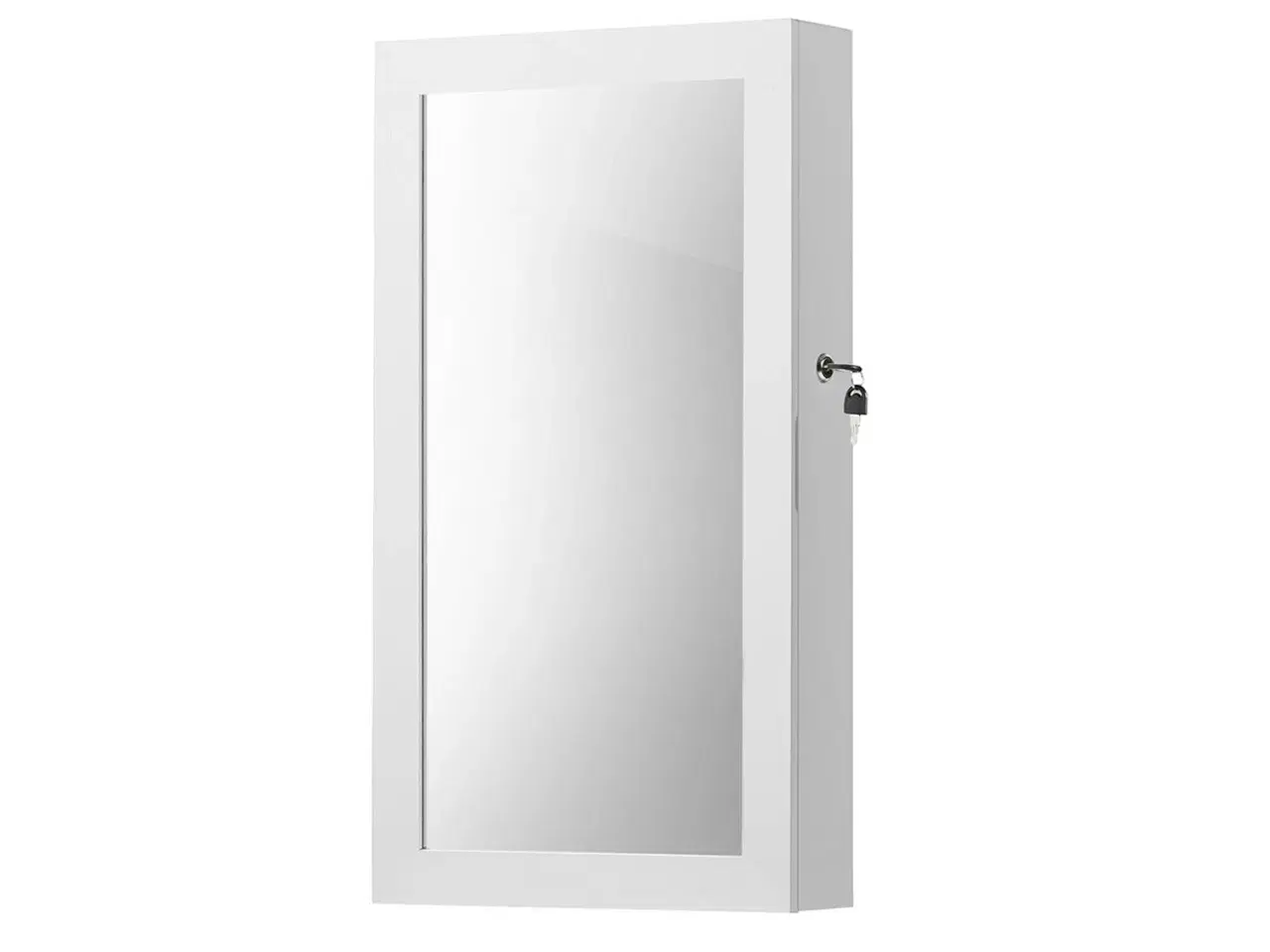 Billede 1 - Smykkeskab med spejl hvid, væghængt og låsbart