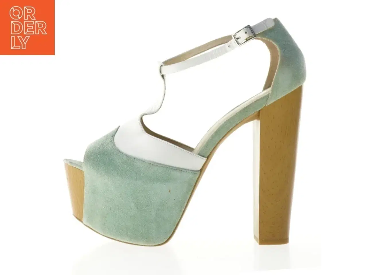 Billede 1 - Grønne og hvide plateau-hælsko fra Asos (str. 8)