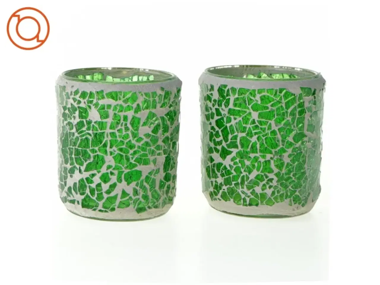 Billede 1 - To lysestager glasmosaik (str. 8 x 7 cm)