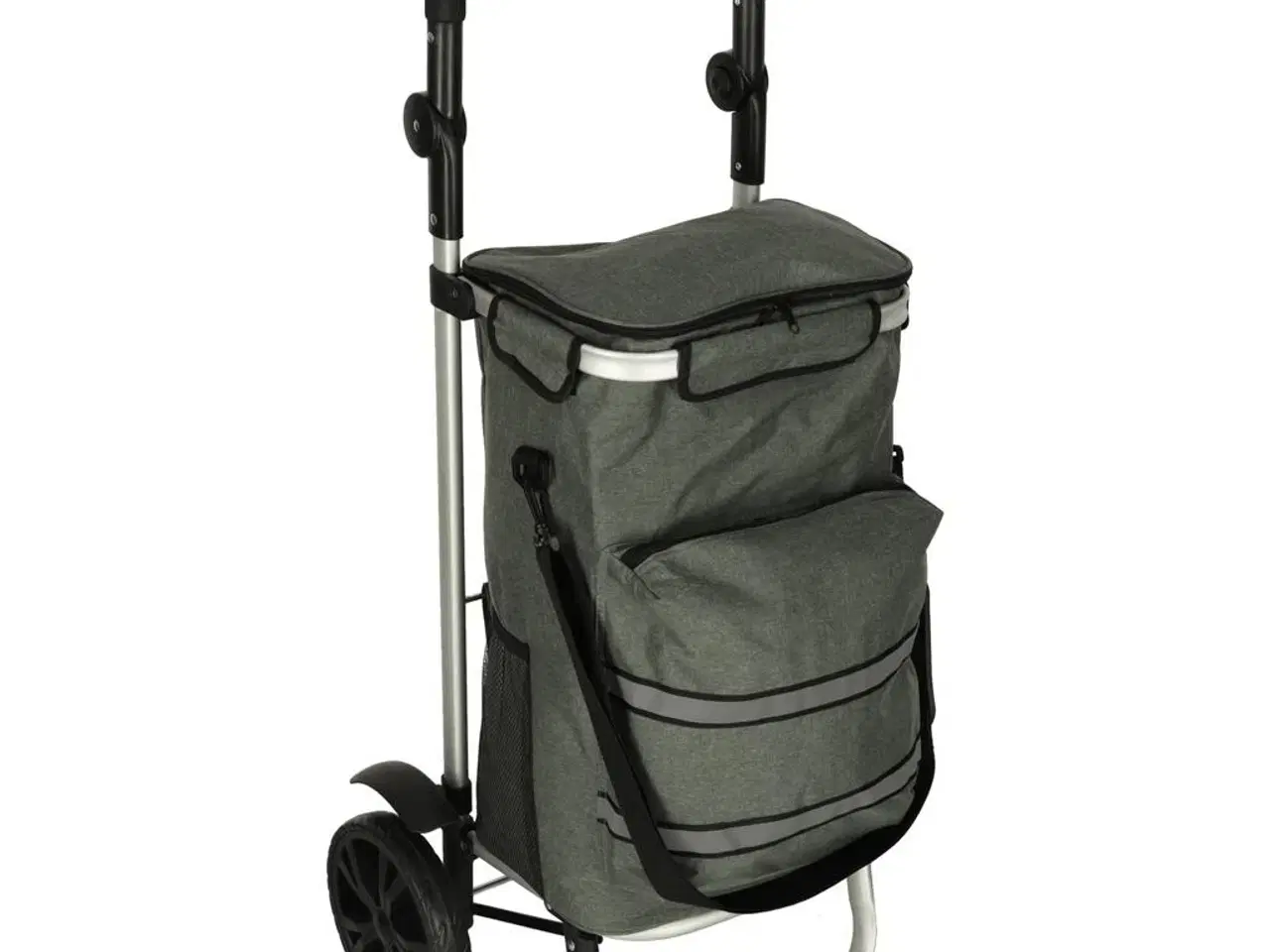 Billede 2 - Indkøbsvogn på hjul med stel 100 cm – grå, 40 l