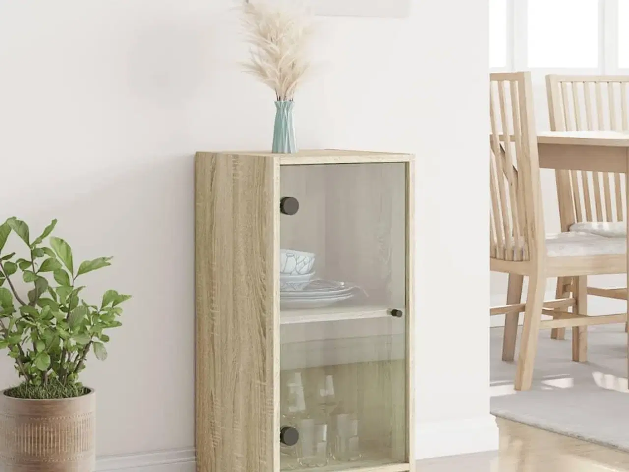Billede 3 - Skab med glaslåger 35x37x75,5 cm sonoma-eg