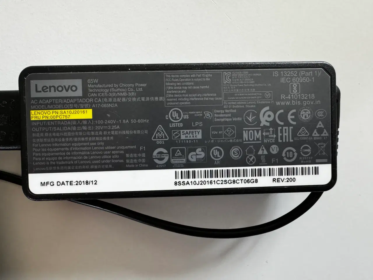 Billede 1 - Lenovo oplader 65W