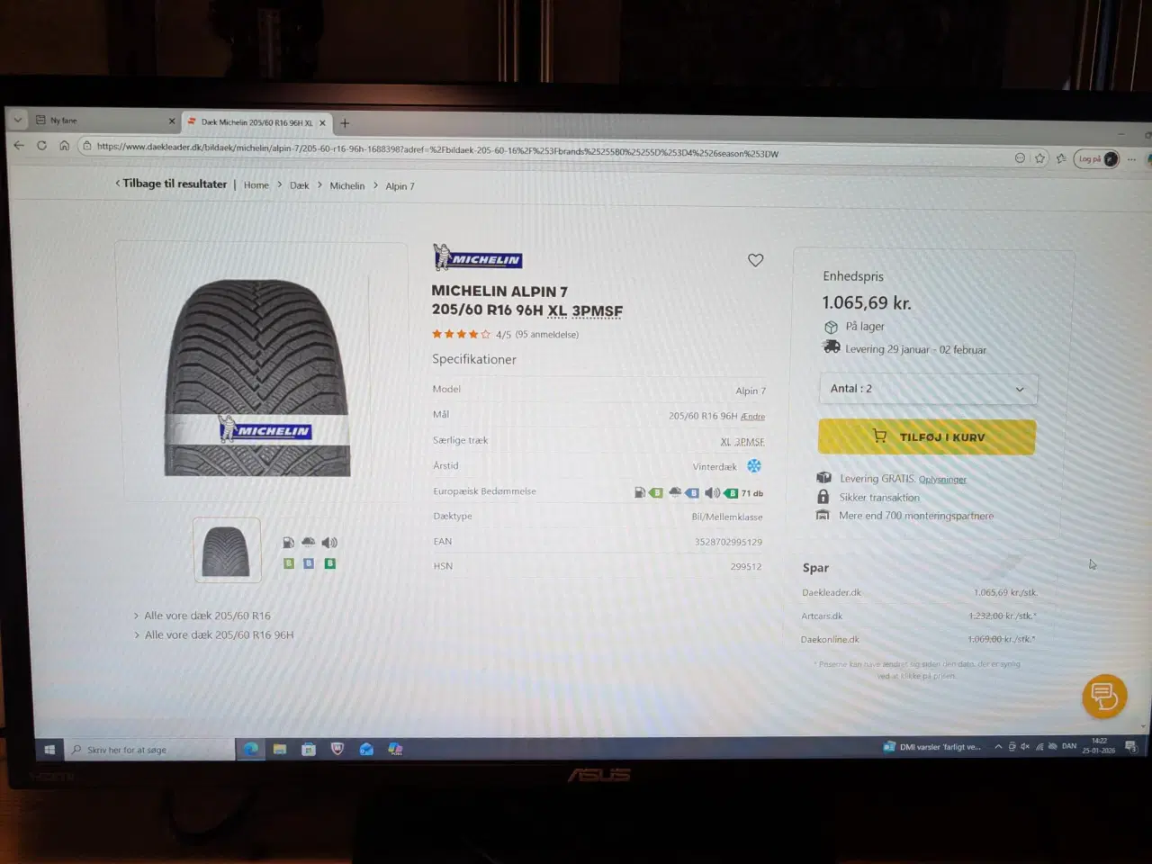 Billede 4 - 2 stk. Vinterdæk næsten nye