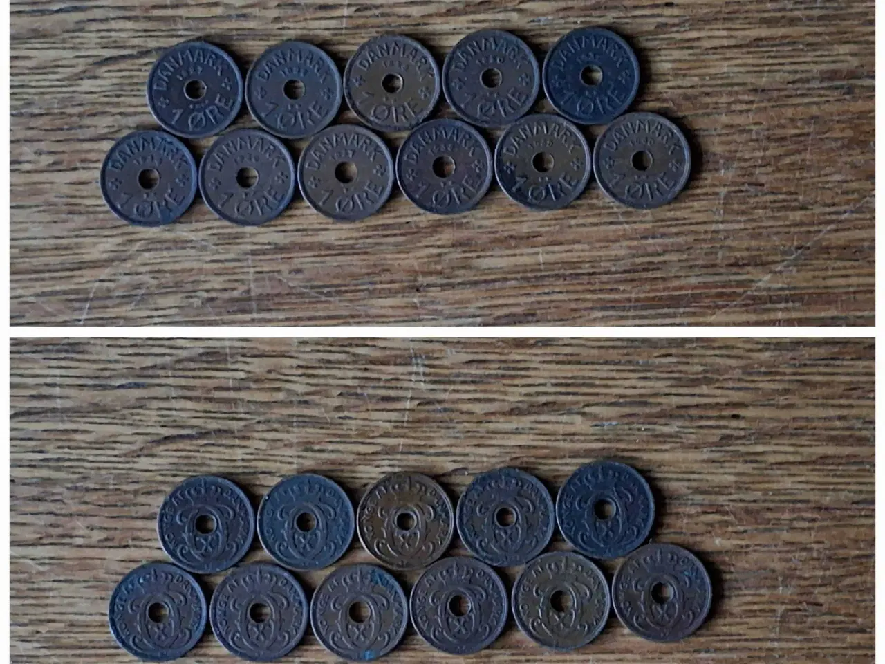 Billede 2 - Møntsamling. 59 danske 1 og 2 ØRE. Chr.X og Fr.IX