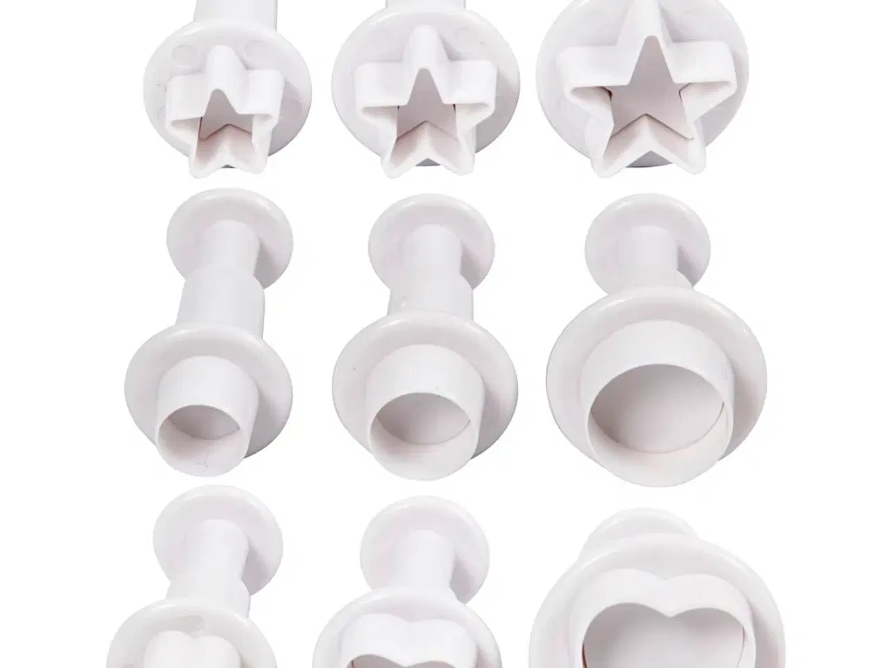 Billede 1 - 9 stk. Udstikkere med Præg - Stjerne, Cirkel, Hjerte