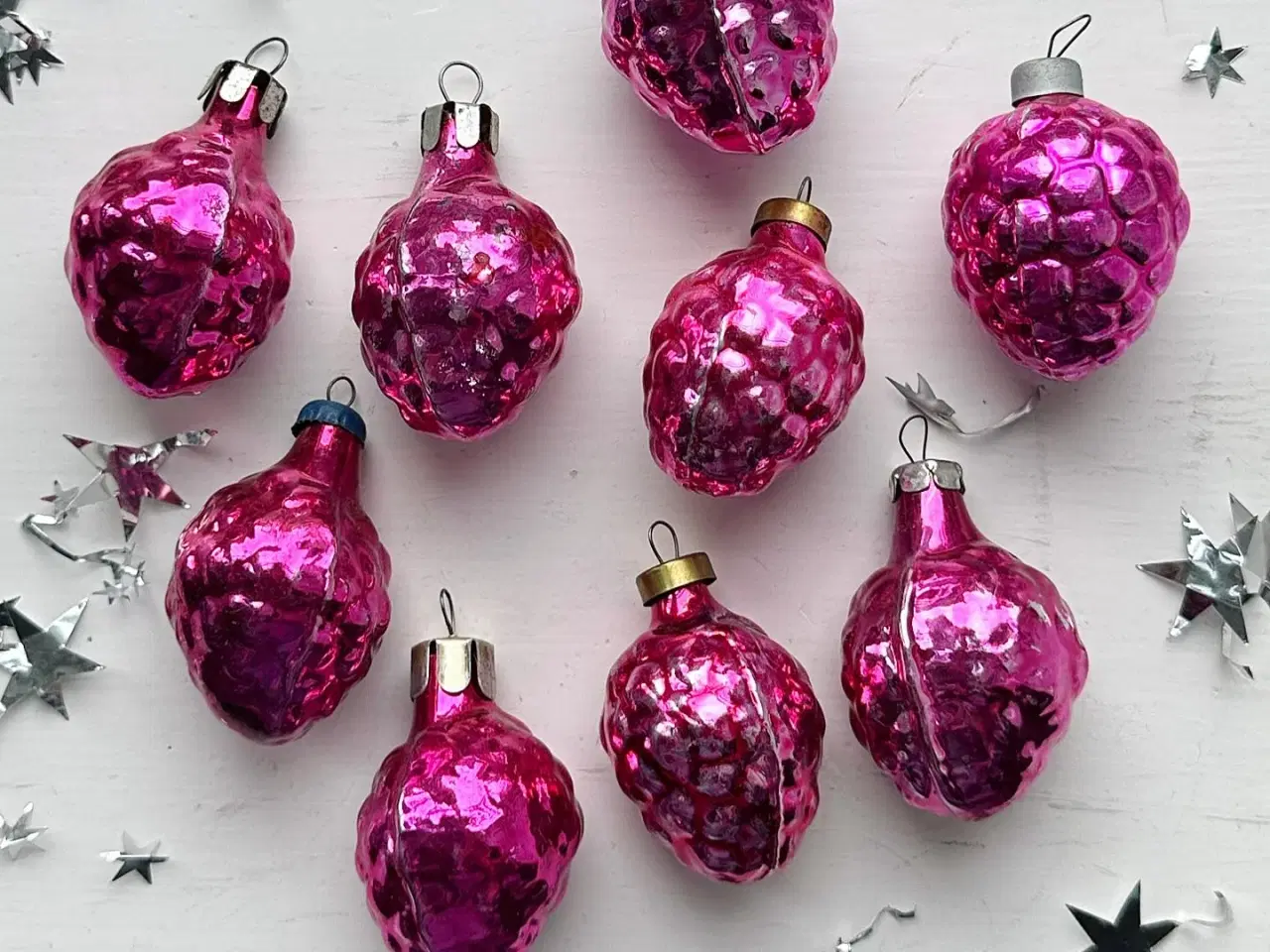 Billede 5 - Vintage julekugler, pink hindbær, pr stk