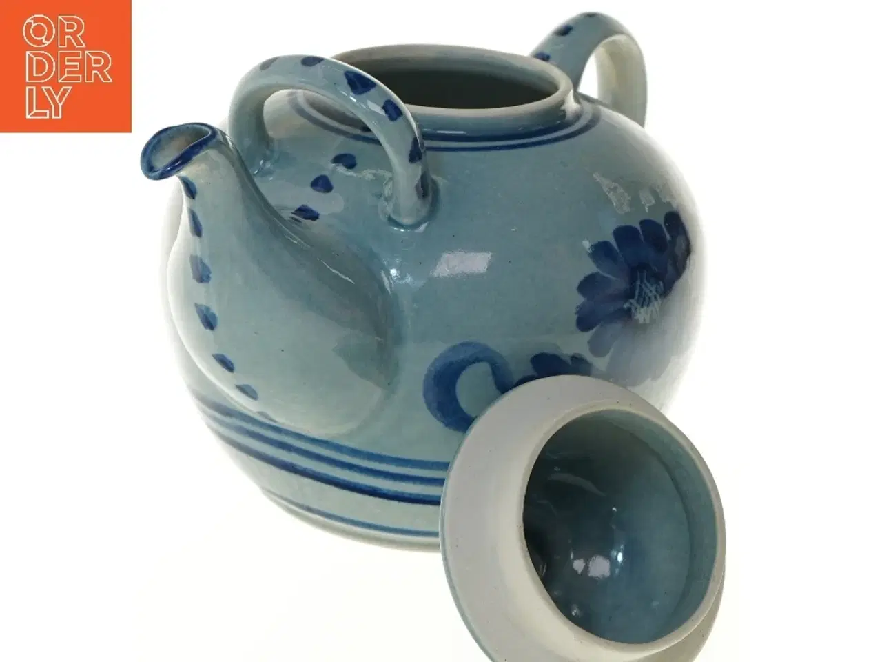 Billede 6 - Blåmalet keramisk tekande (str. Ø 20x16 cm)