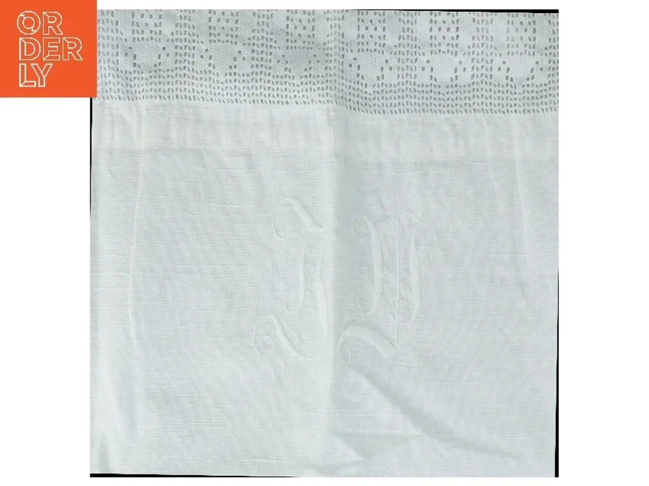 Billede 3 - Hvidt tekstil med broderi (str. 60x66 cm)