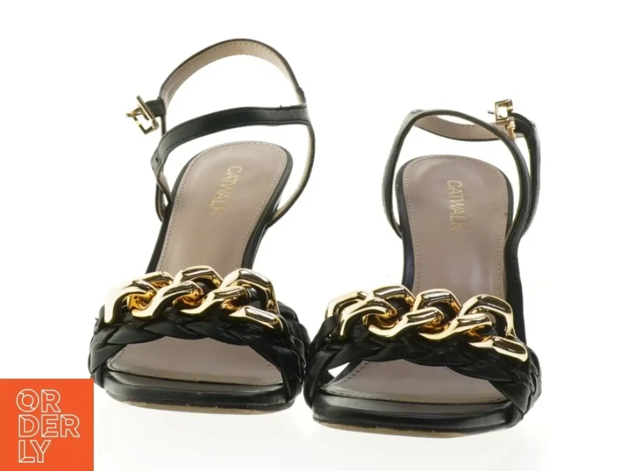 Billede 4 - Sort højhælet sandal med guld kæde detalje fra Catwalk (str. 38 )