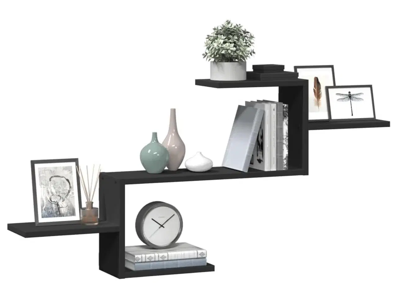 Billede 3 - Væghylde 104x15x49 cm konstrueret træ sort