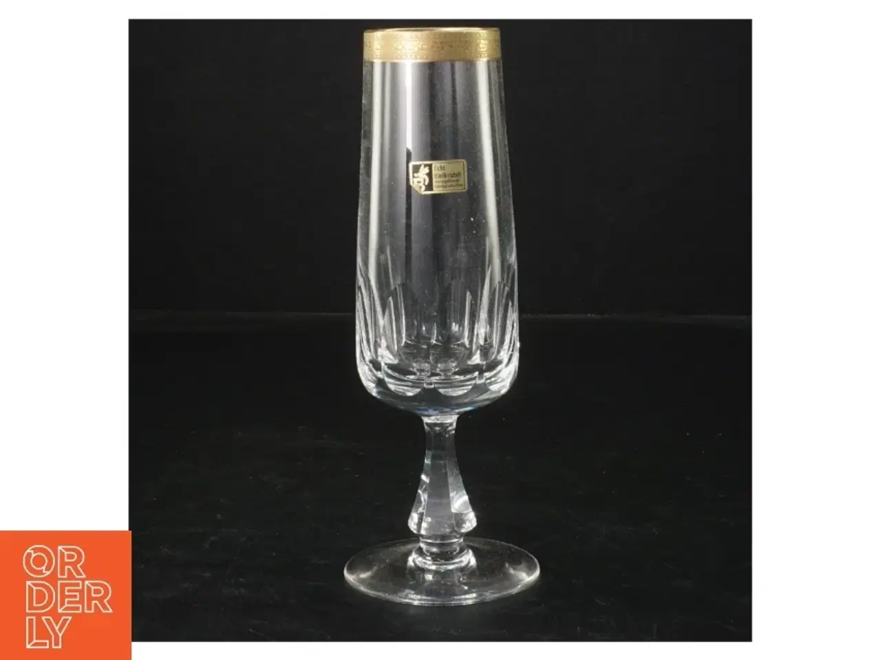 Billede 2 - Krystalchampagneglas med guldkant (str. 18 cm. 6 styk)