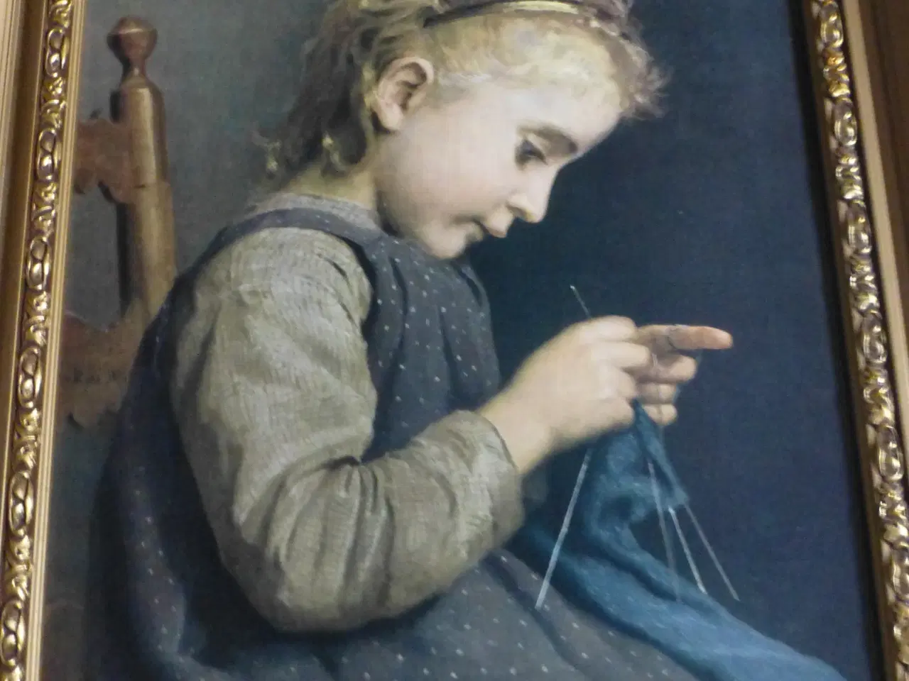 Billede 2 - Strikkende pige (Albert Anker)